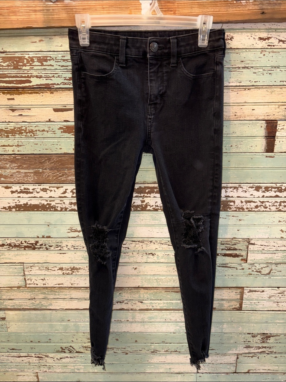 Black Distressed Skinny Jeans for Women